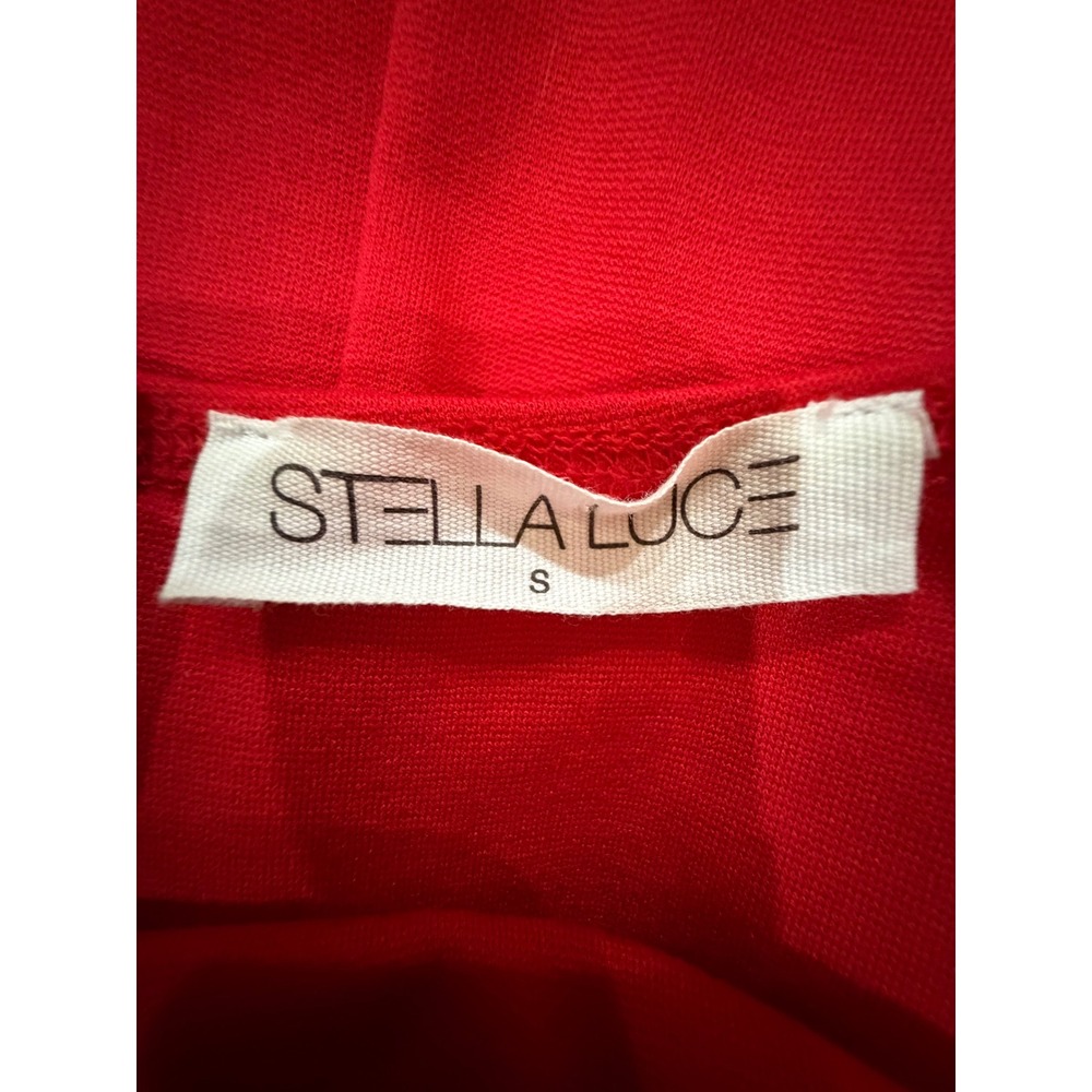 Stella Luce Red Sheath Dress Button Accent Front Slit Small Minimalist Chic - Picture 8 of 9
